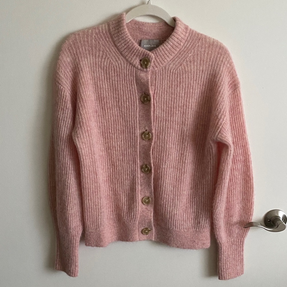 Everlane Pink Ribbed Cardigan